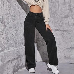 Black straight leg jeans